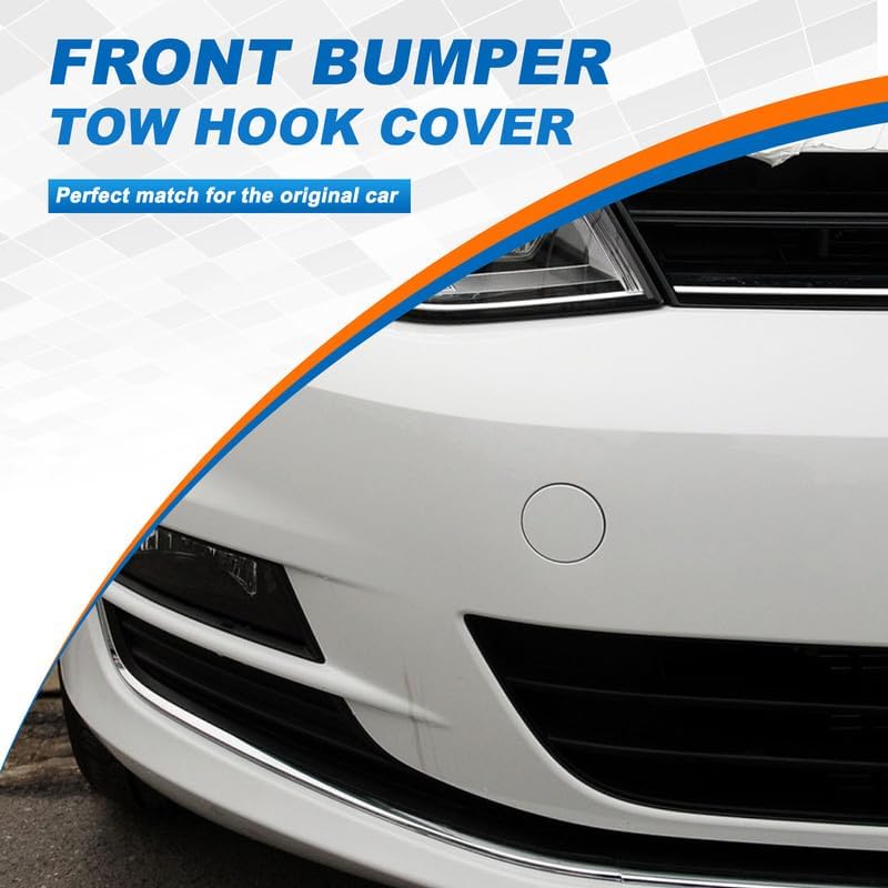 Car Front Bumper Tow Hook Cover Fit for VW Golf VII MK7 2013 2014 2015 2016 2017 Towing Eye Cap Trailer Cover 5G0807241 5GG807241 (Silver, Passenger