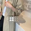 Metalowa koralikowa akrylowa kopertówka Błyszczące wykończenie Odpinany łańcuszek Torebka crossbody Codzienne użytkowanie