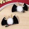 2Pcs Christmas Retro Velvet Bow Hair Clips For Girls Sweet Glitter Reindeer Antlers Rhinestone-embellished Hairpins Accessories