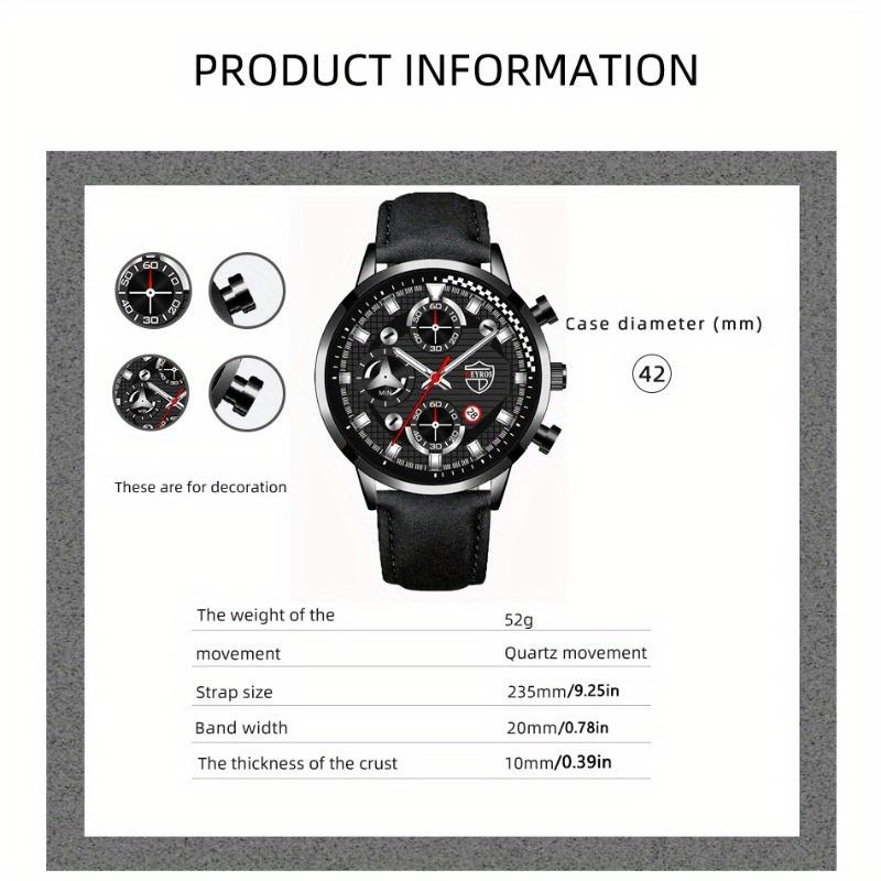 2PCS Set DEYROS Luxury Men's Watch Sports Men's Leather Strap Calendar Watch Fashion Men's Quartz Watch Father's Day Gift