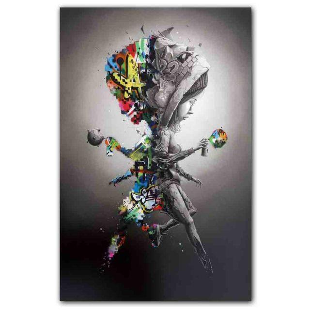 Abstract Color Graffiti Art Banksy Ballet Dancer Poster Canvas Painting Living Room Study Corridor Home Decoration Mural