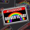 Driver Is Gay Car Hood Creative Decals Auto Both Side Body Cover Scratches Stickers Window Trunk Logo Attention Mark