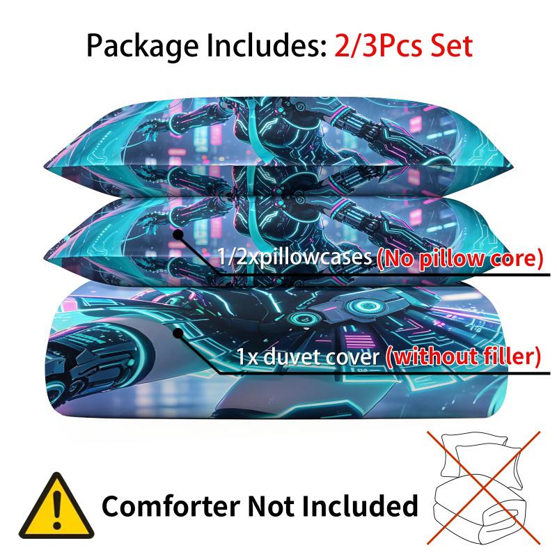 Hatsune Miku Cyberpunk Neon City Duvet Cover Set Anime Bedding With Pillowcases Gaming Room Teen Bedroom Decor Gift For Fans