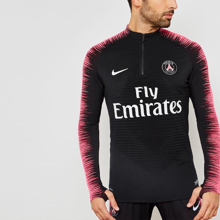 Nike Paris Saint-Germain Half-Zip Football Jacket, 18-19 Season Men Jacket Black Pink 894192-011