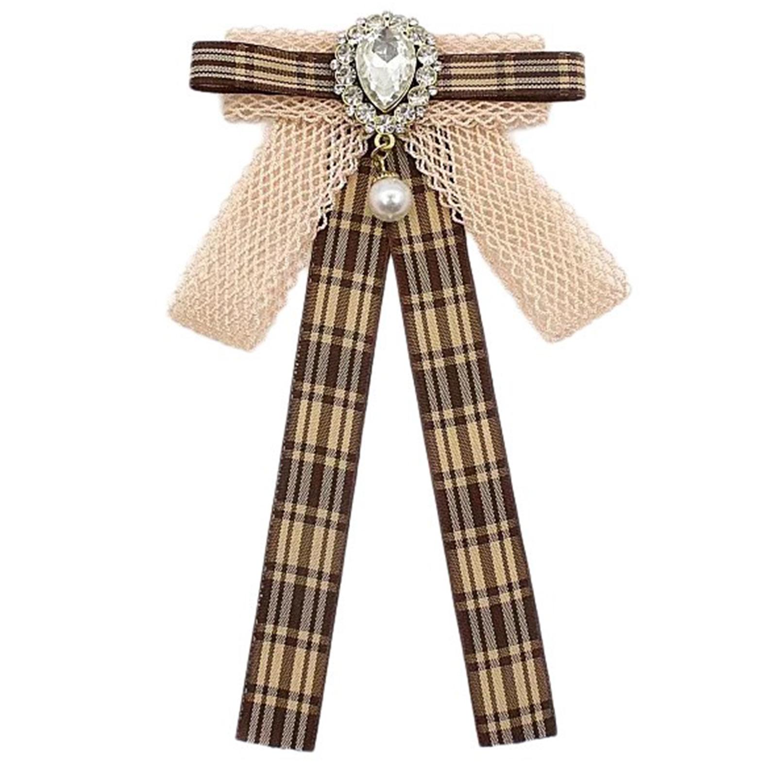 

Винтажная коричневая клетчатая лента, банты, галстук, брошь-булавка для женщин, девушек, японская преппи-униформа, предварительно завязанный галстук-бабочка, корсаж, галстук C