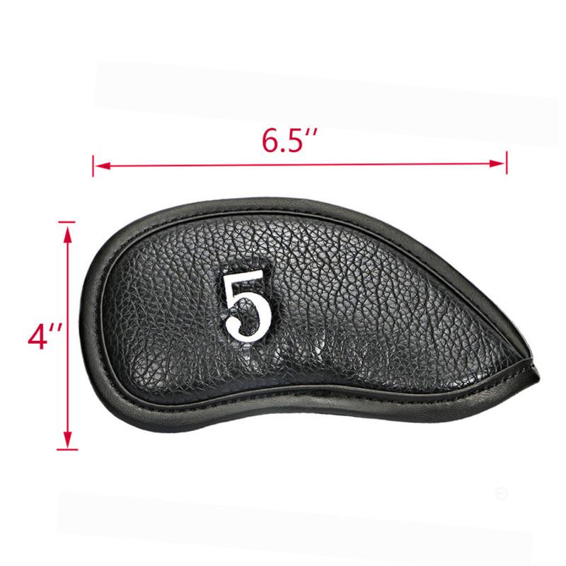 12PCS Golf Club Head Covers Pu Golf Cap Hardcore PU Cap Iron Steel Golf Club Cover 3, 4, 5, 6, 7, 8,