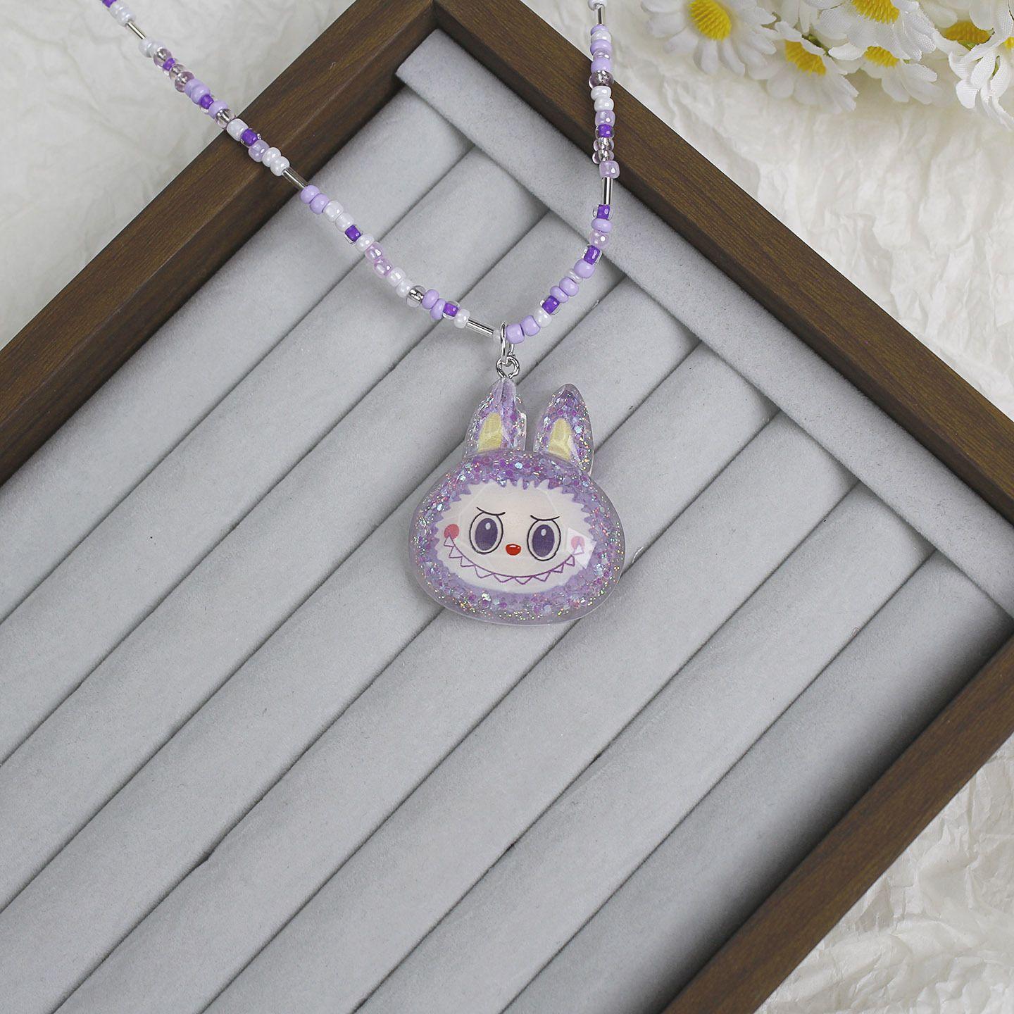 

Night Light Cartoon Canvas Colored Necklace, Cute Resin Accessories, Collarbone Chain Jewelry фиолетовый