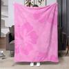 Pink Gradient Hibiscus Flower Flannel Blanket Simple Hawaiian Floral Print Soft Throw for Bedroom Sofa Travel Camping Home