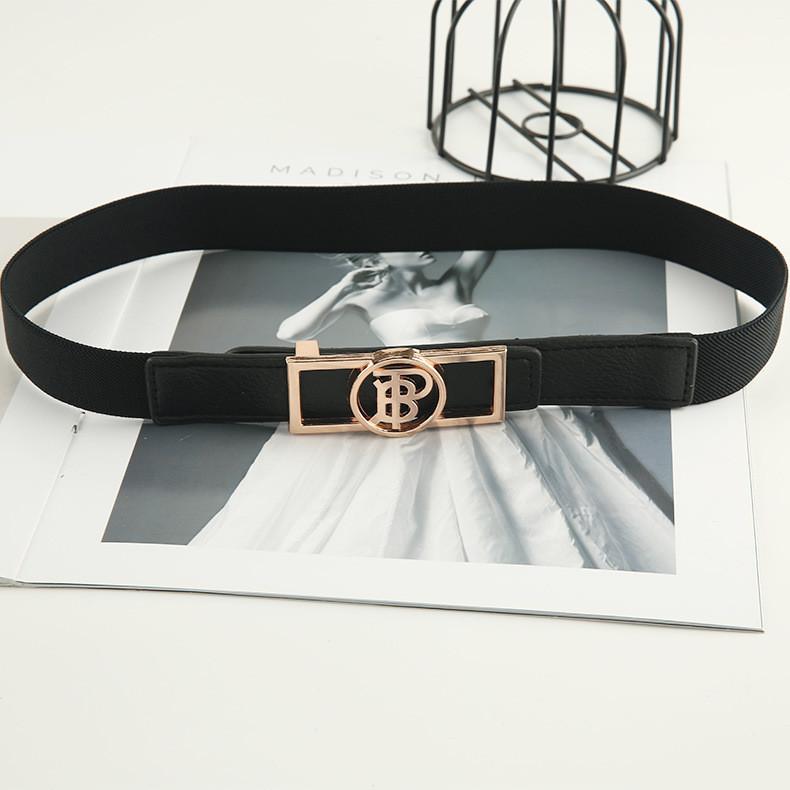 Fashion Women's Elastic Waist Belt Metal Buckle Decorative Dress Suit Waist Seal Autumn And Winter Black Stock