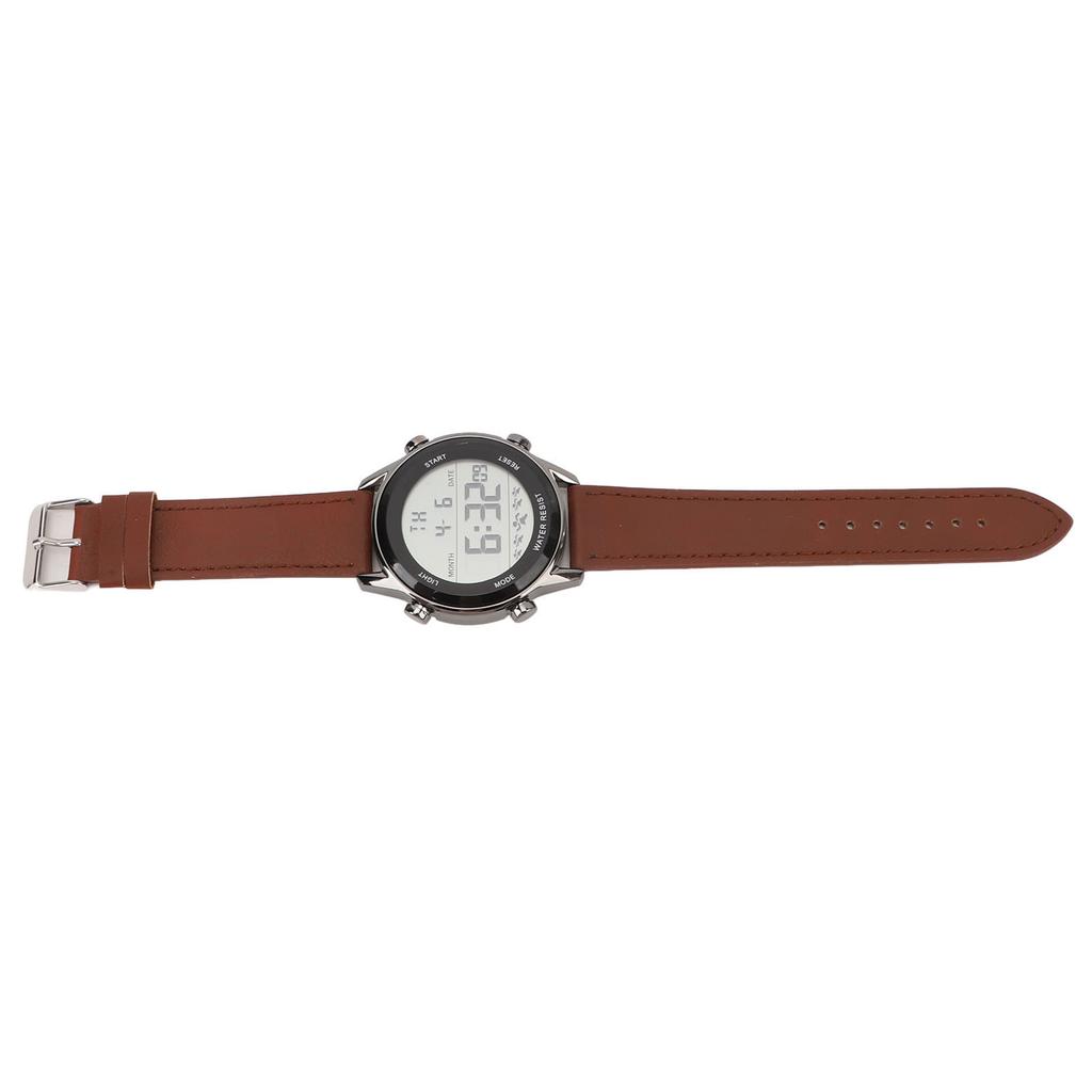 Men Digital Watch Dual Time Stopwatch Calendar Alarm Clock Waterproof Sports Watch with EL Luminous Coffee