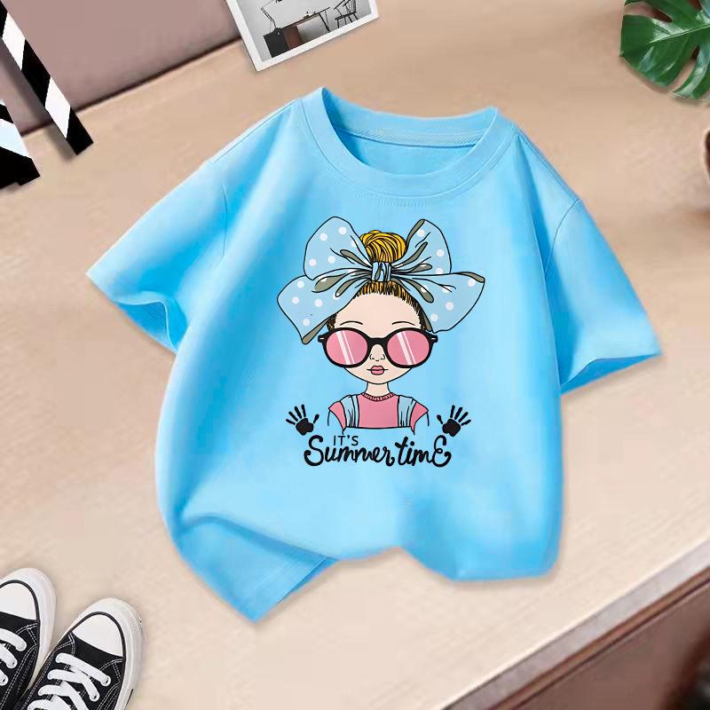 Unisex Summer 2024 Kids' Cotton T-Shirt – Fashionable Short-Sleeve Round Neck for Boys and Girls