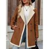 Abrigo de Invierno para Mujer Ropa Forro Polar Gamuza Medio Largo de Lana Casual Solapa de Muesca Chaqueta Cálida