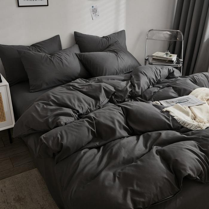 Premium Solid Color Double Panel Bed Sheet Set, 4-piece Luxury Bedding Set, Breathable Bed Sheet Set for Family Hotel Bedroom