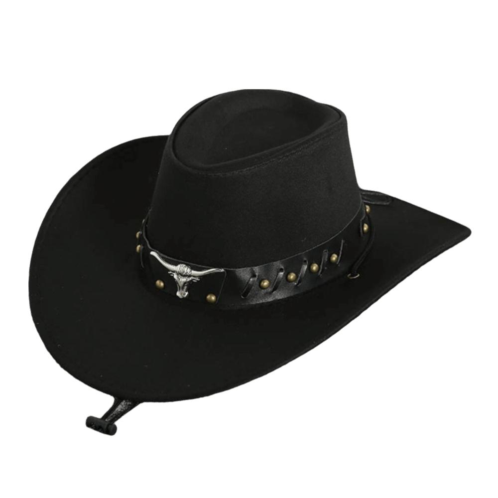 Cow Head Western Cowboy Hat Wide Brim Knight Hat Gentleman Visor Caps  Outdoor