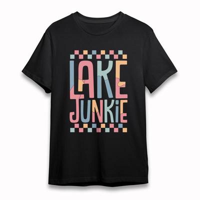 Women's Plus Size Soft Classic T-Shirt Lake Enthusiast Color Block Letters Tee