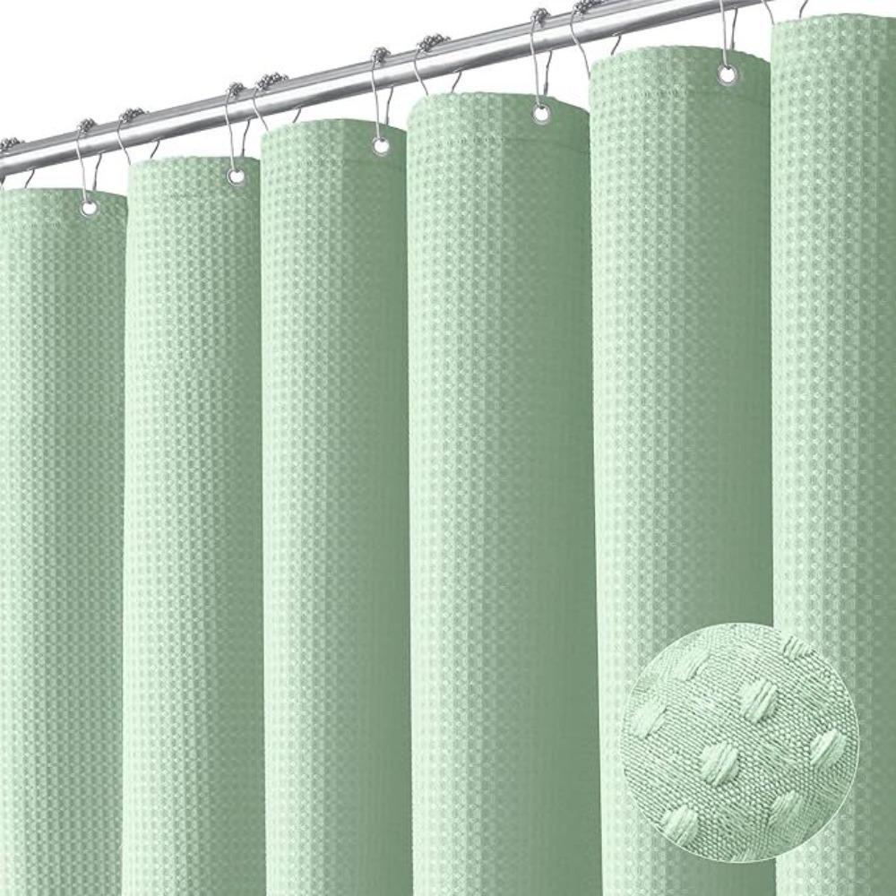 Mildew-proof Plain Waffle Shower Curtain Solid Color Bathroom Partition Curtain  Hotel