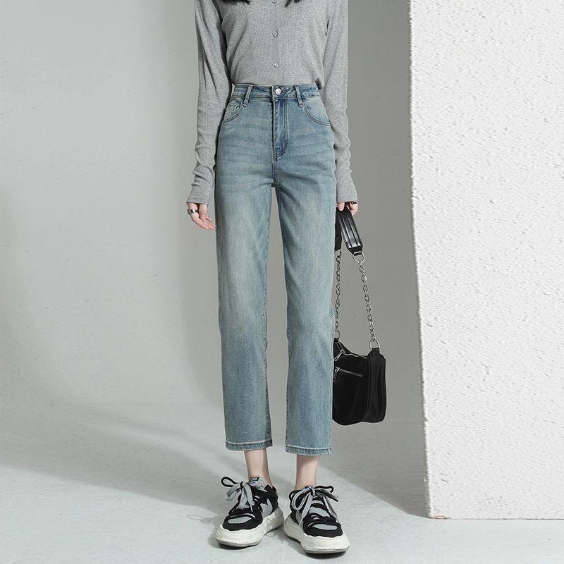 Autumn 2025 Women's High Waist Straight Leg Jeans: Slimming Petite Plus Size Cropped Cigarette Pants