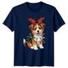 Puppy Dog Reindeer Antlers Christmas Lights Holidays Unisexs Unisexs Graphic Tee