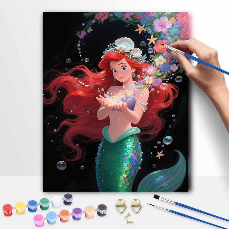 Disney Mermaid Underwater Fantasy Painting by Numbers Hand Filled Drawing Art Kit Home Decor 20x30cm