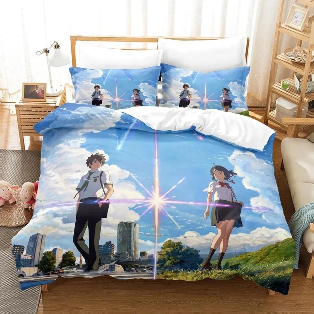 Anime Your Name Luxury Bedding CollectionDuvet Cover Comforter Bed Collection Quilt Cover PillowcaseKing Queen Twin Size Boys Girls Adultse