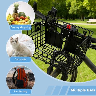 Panier Avant pour Vélo Pliant avec Support à Libération Rapide et Sac Intérieur Amovible Installation Facile