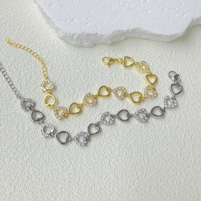 Popular pulsera de flor de cobre pentagrama de amor circón joyería en Europa y América, joyería de fiesta de temperamento de lujo ligero