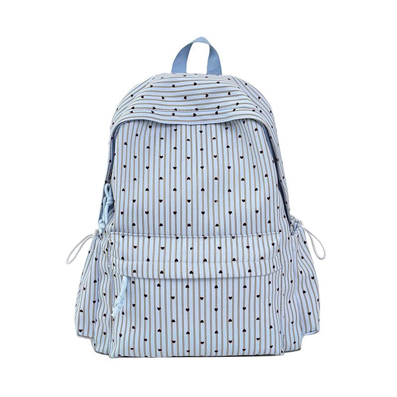 Schoolbag1011 New Striped Love Polka Dots Large Capacity Simple Girls Student School Bag Lightweight Travel Backpack