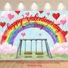 2D Happy Valentine's Day Backdrop Rainbow Heart Balloon Swing Photo Background Banner