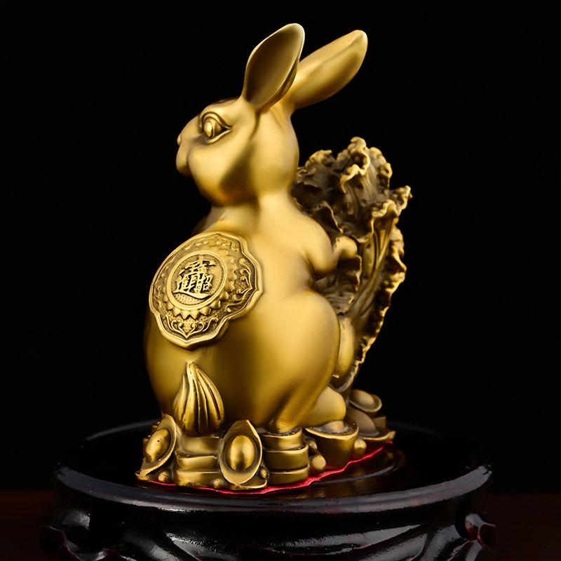 Chinese Zhaocai Copper Rabbit Ornaments Attract Wealth Home Furnishings Living Room Decoration Mascot Wealth Rabbit Craft Gift