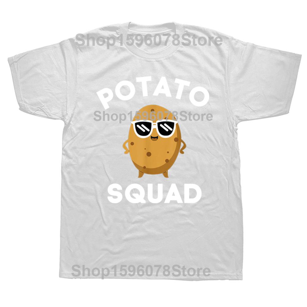 POTATO SQUAD Funny Smiling Vegetarian Potato Lovers T Shirts Cotton Streetwear Gifts Mens Fashion Casual Loose Oversized T Shirt