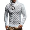 Men's Casual Solid-color Patchwork Style Long-sleeved Sweater, Men's High-neck Plaid Knitted Sweater In The Style Of A Scarf
