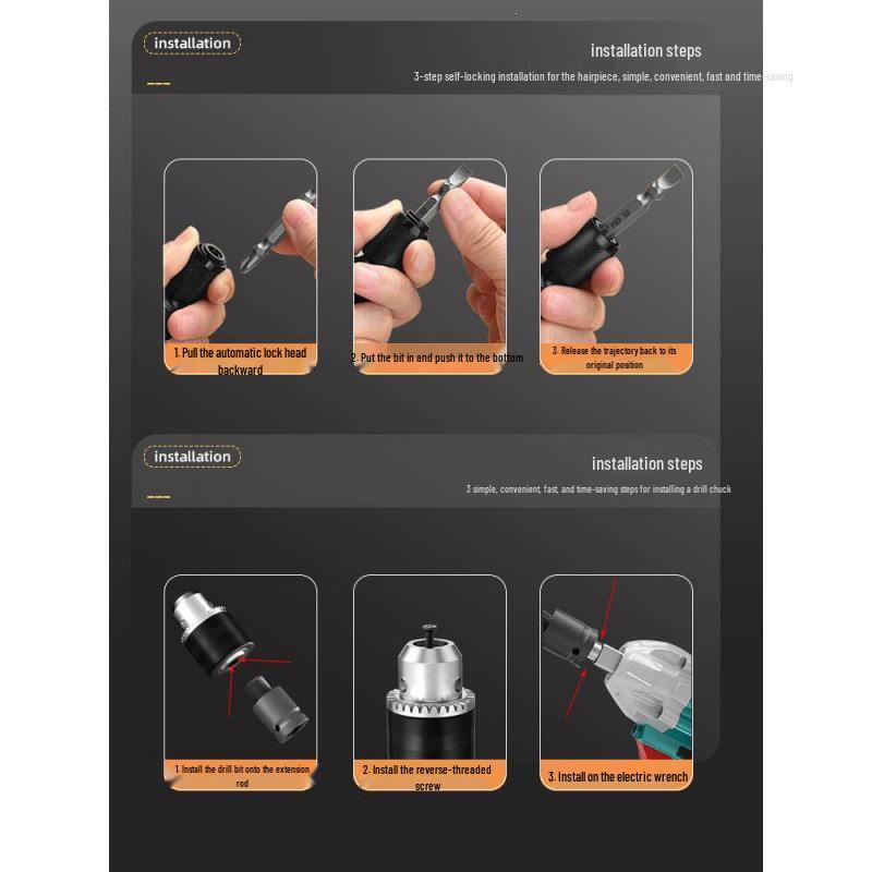 Electric Wrench Screwdriver Drill Bit Holder with Hex Socket & Telescopic Spring Sleeve Adapter, 1/2" Drive.