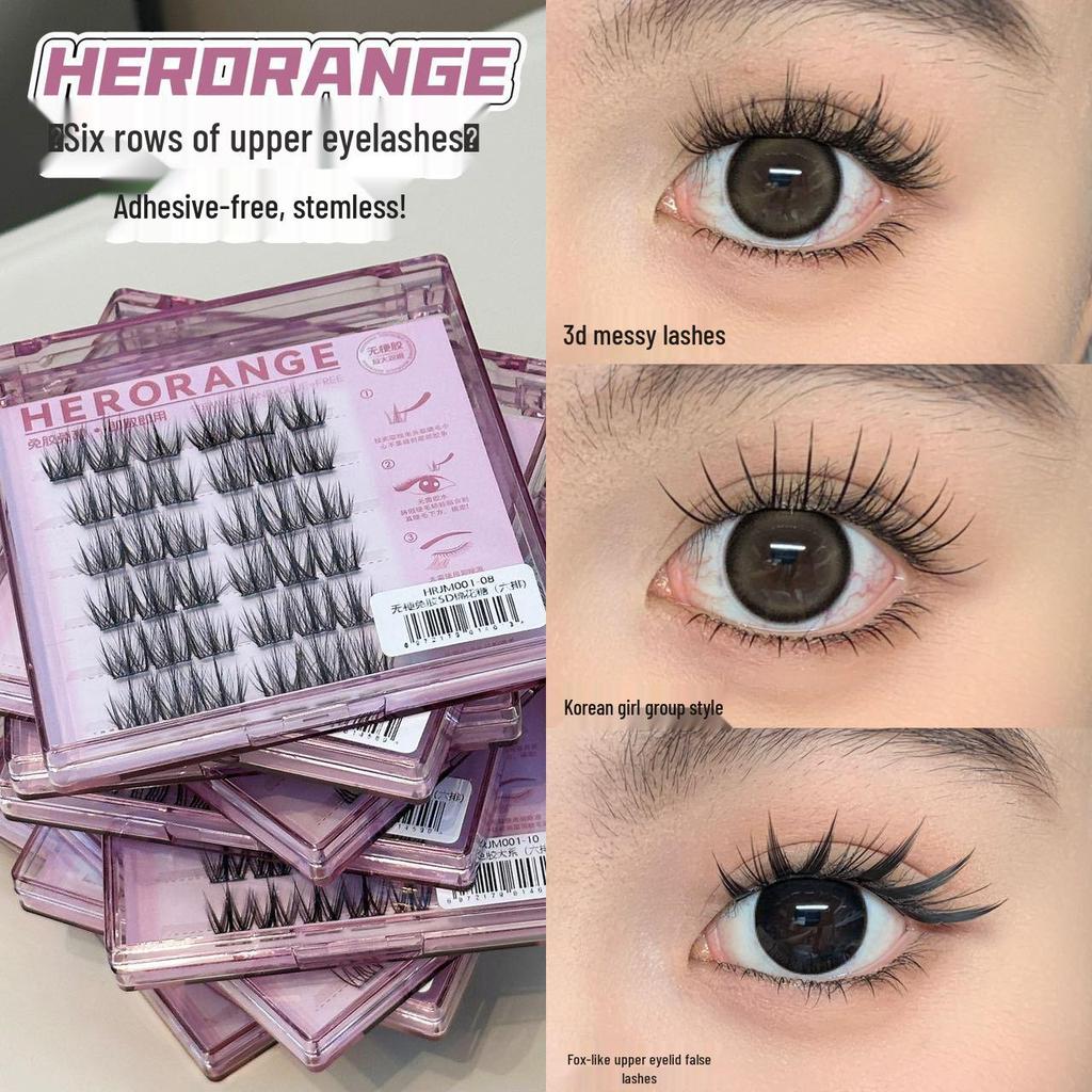 Stemless Self-Adhesive Curly Natural-Look False Eyelash Clusters for Beginners