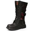 Fashion Men Knee High Leather Boots Winter Male Motorcycle Boots Gothic Punk Shoes Mens Outdoor Military Casual Tooling Boots Man