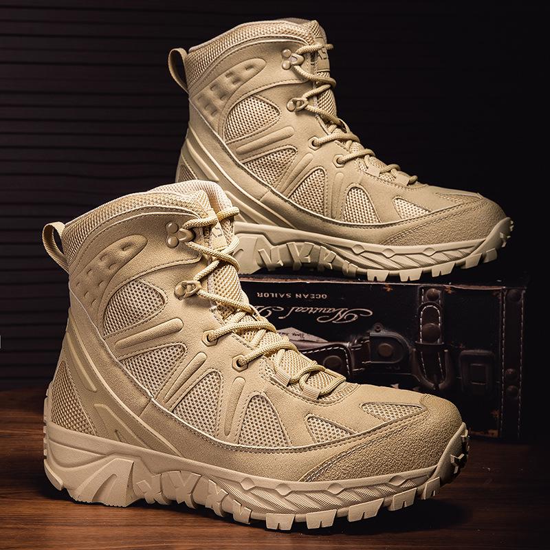 Plus Size Men's High-Top Wear-Resistant Non-Slip Hiking Boots for Outdoor Trekking and Off-Road Combat