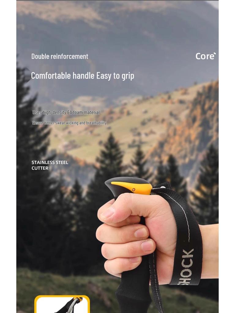 Ultralekki składany kij trekkingowy z włókna węglowego - Antypoślizgowy teleskopowy kij turystyczny i narciarski