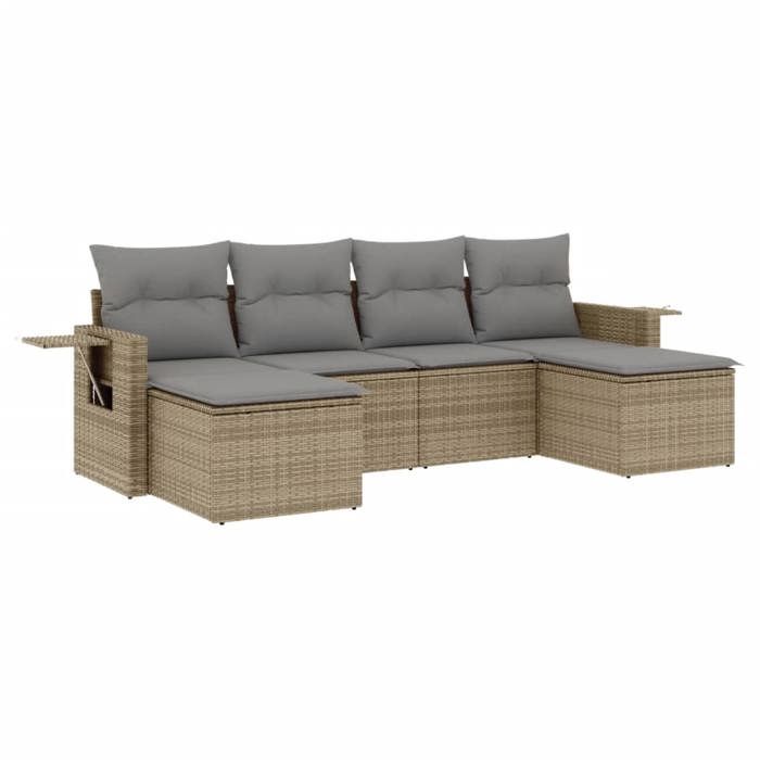 VidaXL Salon de Jardin avec Coussins 6 pcs, Canapés de Terrasse, Ensemble de Meubles de Patio, Mobilier d'Extérieur, Beige 3220518