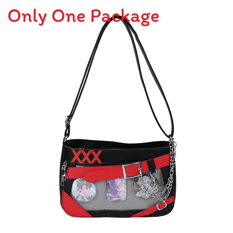 

Street Style Pu Crossbody Bag With Zipper Closure For Casual Daily Use Black Red