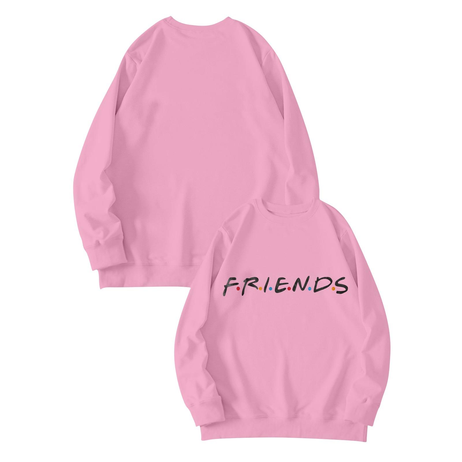 

Модные женские повседневные свободные топы с длинными рукавами и круглым вырезом с принтом L розовый