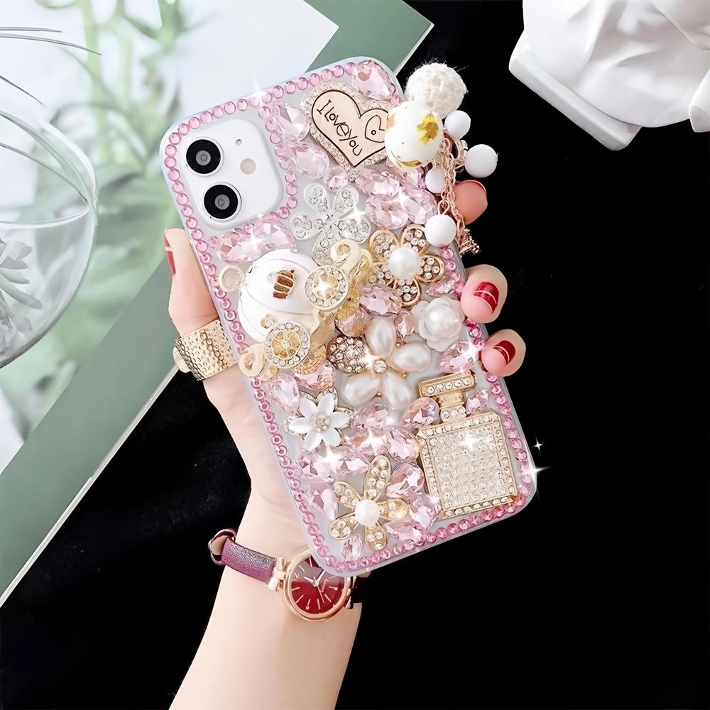 

Glitter Rhinestone Phone Case For Samsung Galaxy Note 20 Ultra 10 Plus Xcover 7 Pro 3D Bling Crystal Design with Pumpkin Cover Girls Gift Galaxy Note 20 розовый