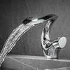 Rubinetto per Lavabo da Bagno a Cascata in Ottone Installazione su Piano Miscelatore Caldo e Freddo Maniglia Singola Oro Spazzolato/Grigio Rubinetto per Lavabo