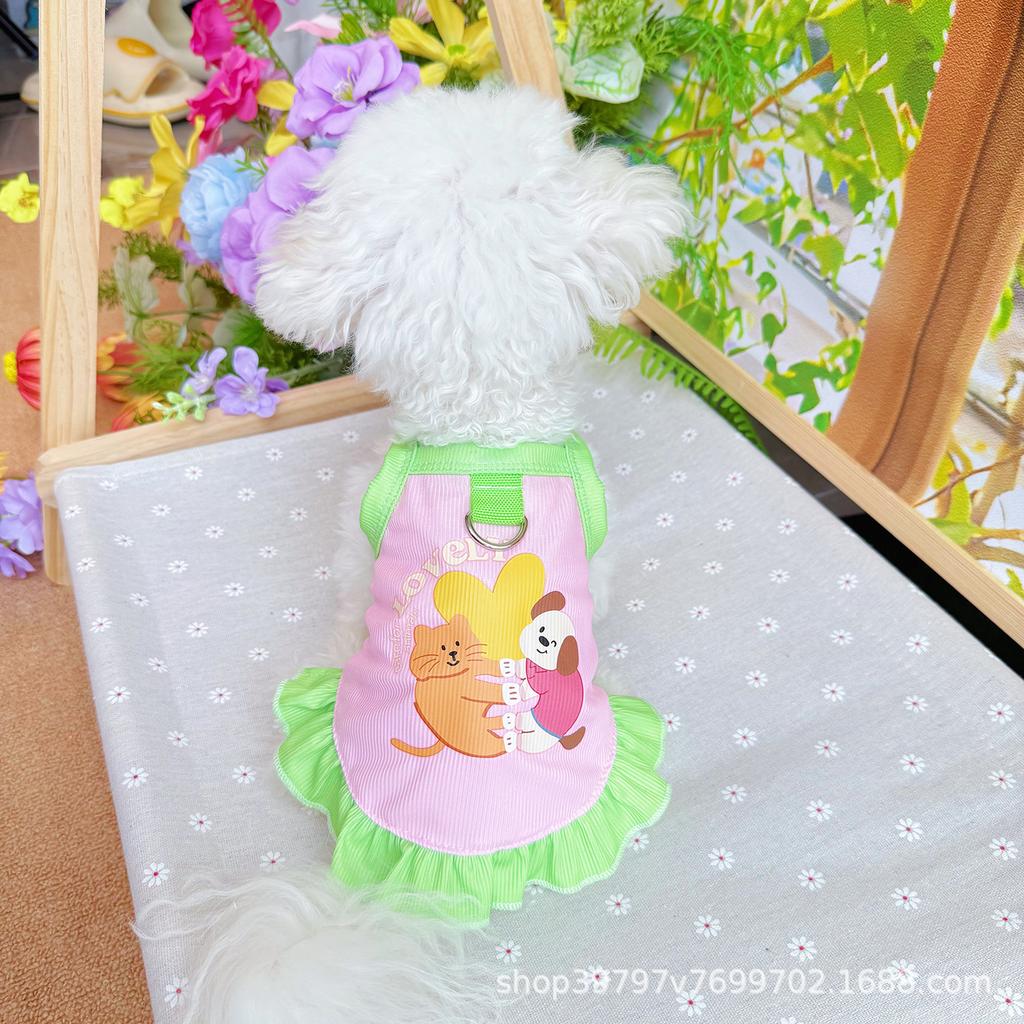 Pet dog dog cat clothes summer thin breathable sunscreen cooling ice silk suspender princess dress