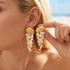 Summer Metal Starfish Imitation Pearl Drop Earrings for Women Fashion Shell Pearl Seahorse Dangle Earring Vacation Jewelry Gifts