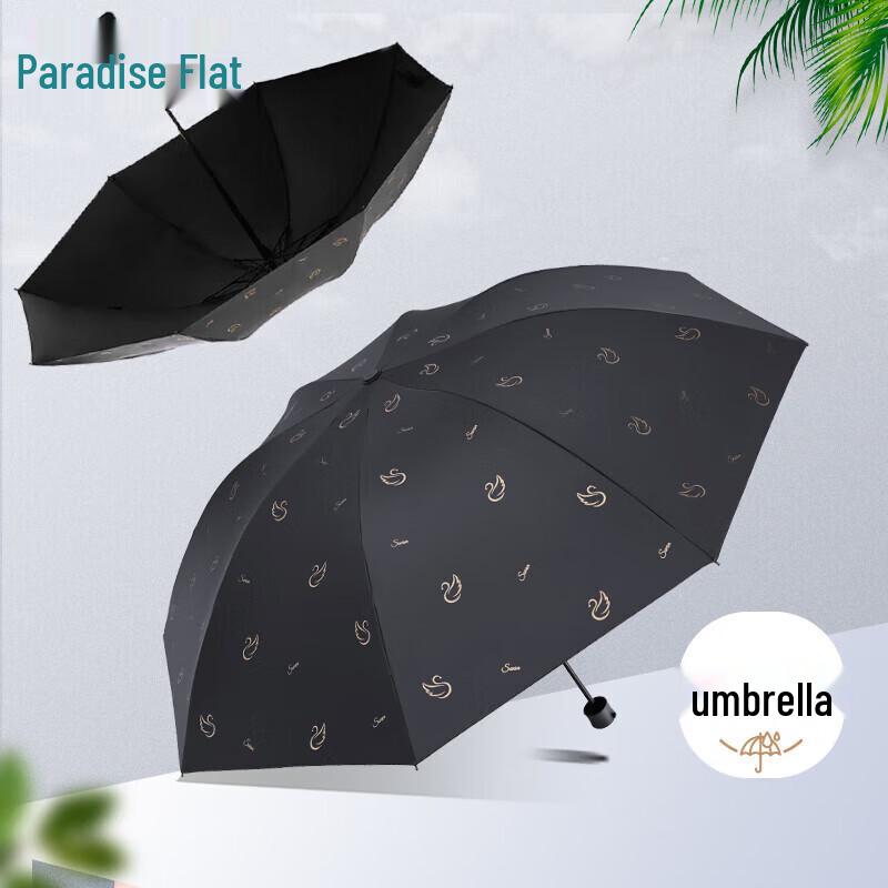 Paradise Anti-UV Three-Fold Black Coated Sun Rain Umbrella
