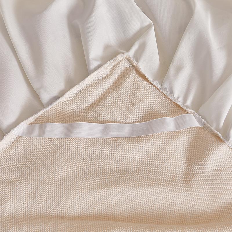 Thickened Taffeta Bed Skirt Set: Korean Style Lace Bedspread & Mattress Cover (3-Piece, Solid Color)