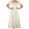 2026 Spring Women's Elegant Floral Slit Lace-up Dress - European & American Style