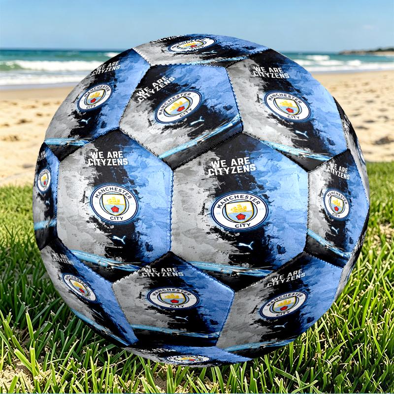 Manchester City FC Print Size 5 Soccer Ball, PU Wear Resistant Football for Match Training and Daily Practice, Birthday Gift for Soccer Fans