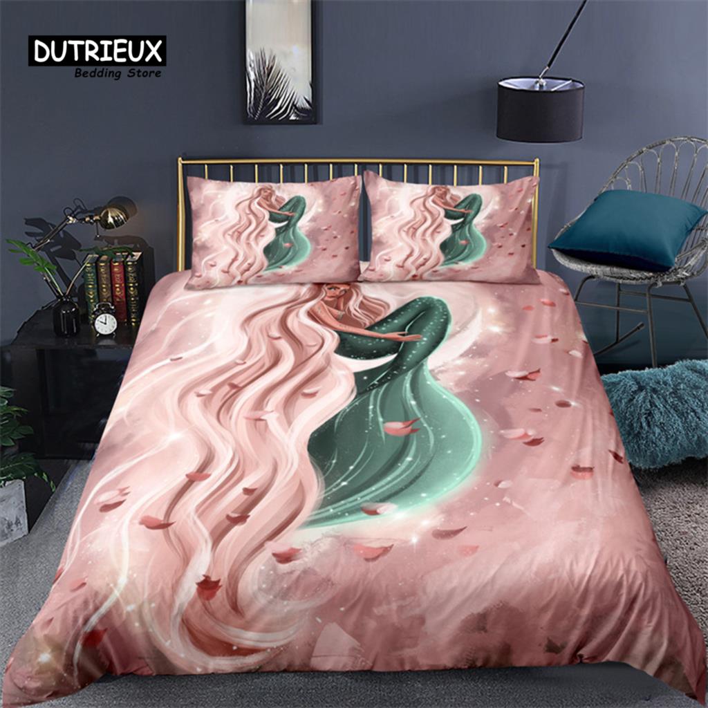 

Comforter Mermaid Bedding Set Queen Size Print Comforter For Girls Boys Teens Gift Home Bedroom Decor Comforter (quilt)-EU Single(135*200cm)3pcs