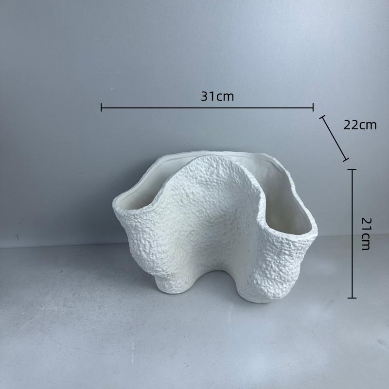 Keramik-Blumentopf Plissierte Blumenvase Geschwungene und Konkav-konvexe Blumenarrangements Ornamente Handgefertigte Keramik-Handarbeiten