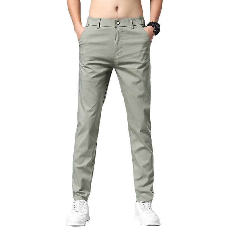 2025 Summer Men's Slim Stretch Ice Silk Cargo Pants